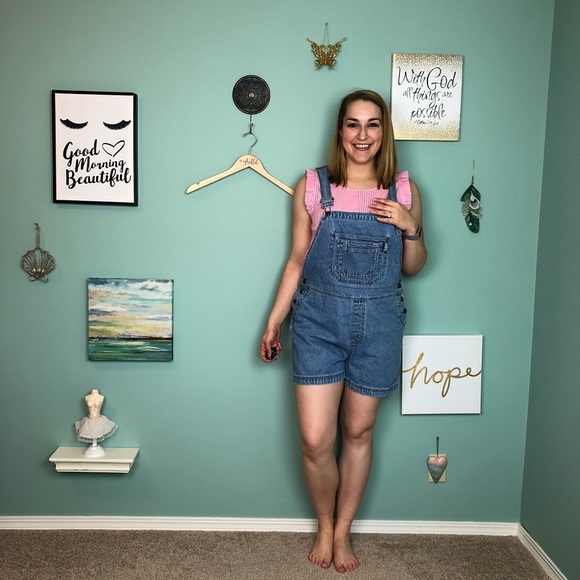Xhilaration Denim - Xhilaration Medium Wash Overall Shorts XL H3